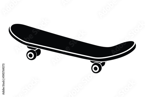 Black and white hand-drawn skateboard icon silhouette isolated on a white background. Skateboard clipart vector silhouette EPS File