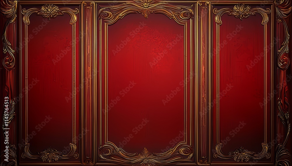Ornate Red Paneling With Gilded Frames A Regal Design Ornate Red Paneling With Gilded Frames A Regal Design