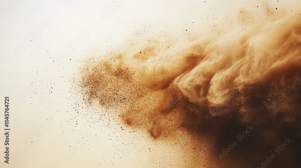 Desert sandstorm, brown dusty cloud or dry sand flying with gust of wind, big explosion realistic texture with small particles or grains vector illustration isolated on transparent background Desert sandstorm, brown dusty cloud or dry sand flying with gust of wind, big explosion realistic texture with small particles or grains vector illustration isolated on transparent background