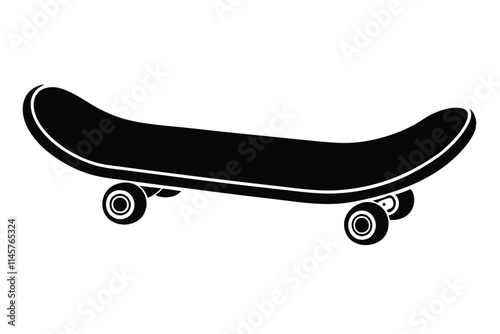 Black and white hand-drawn skateboard icon silhouette isolated on a white background. Skateboard clipart vector silhouette EPS File