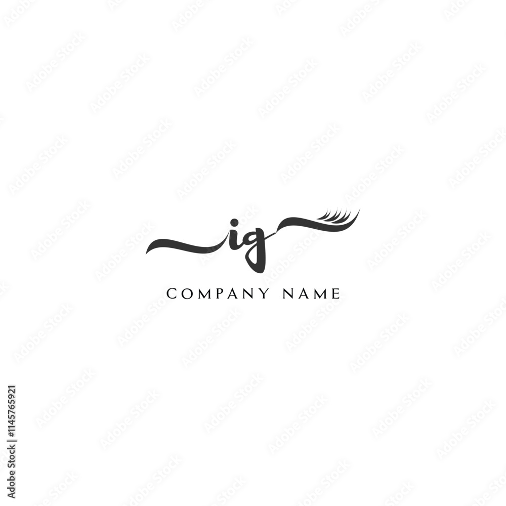 Minimalist IG Logo Design with Abstract Feather Element Minimalist IG Logo Design with Abstract Feather Element