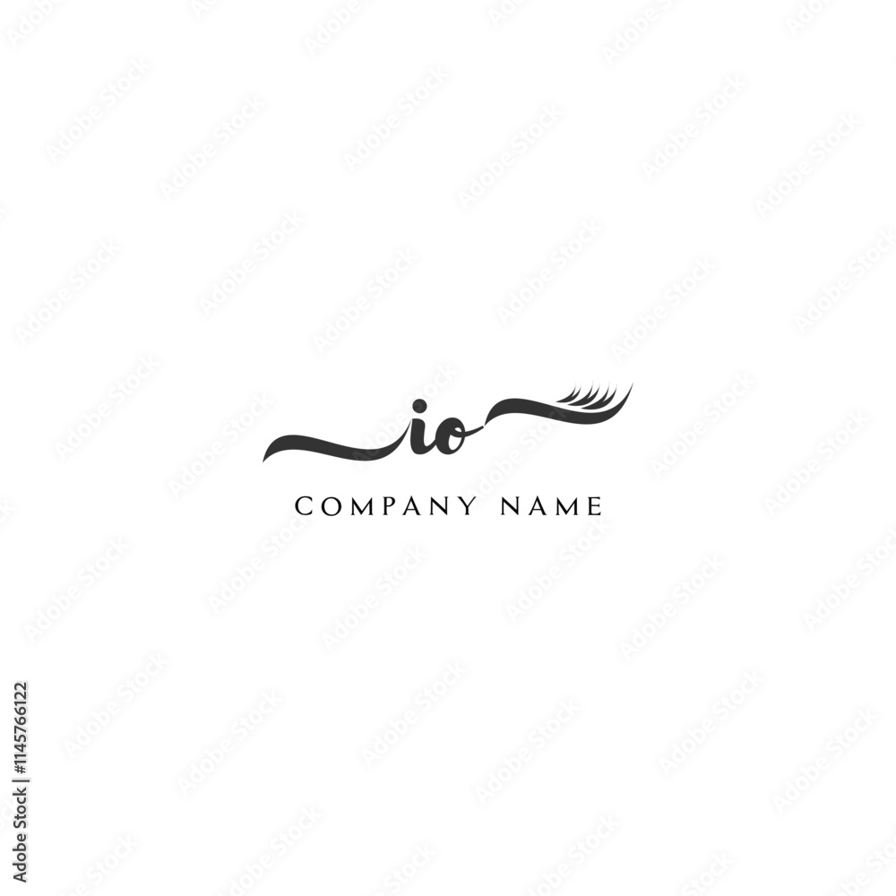 Minimalist IO Logo Design with Abstract Feather Element Minimalist IO Logo Design with Abstract Feather Element