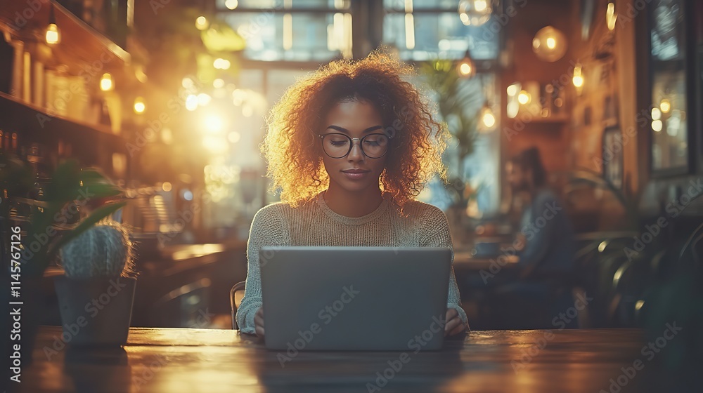 Hands typing on a laptop in a coffee shop, representing a customer working on a blog, freelance career, or remote work. The image symbolizes internet research, small business Hands typing on a laptop in a coffee shop, representing a customer working on a blog, freelance career, or remote work. The image symbolizes internet research, small business