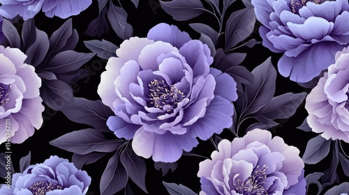 Elegant violet peonies bouquet on a dark background showcasing floral beauty and nature's delicate patterns in soft hues and textures.