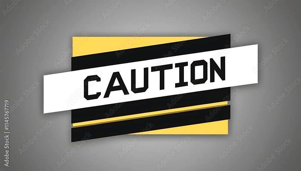 Modern Caution Sign Yellow Black White Design Modern Caution Sign Yellow Black White Design