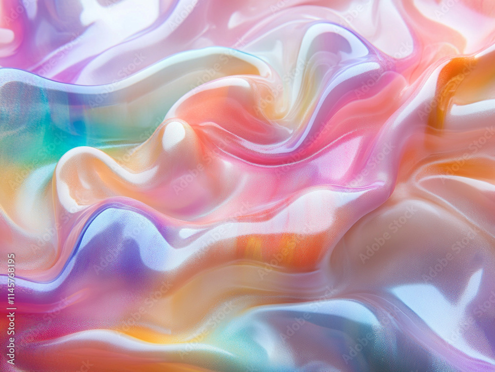 Obraz premium Rainbow pale colors iridescent liquid transition colors, three-dimensional, impressive, aesthetic, art, realistic