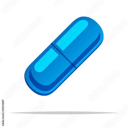 Blue pill capsule vector isolated illustration