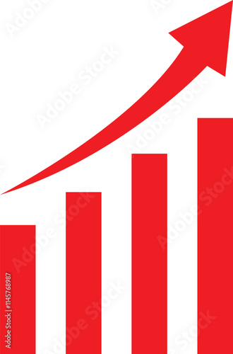 Red Growing  arrow Graph sign vector increasing arrow sign