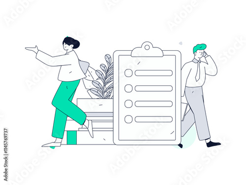 Invite friends to conduct questionnaire flat vector concept operation hand drawn illustration
