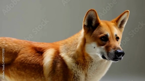 Dhole premium supper resolution moving 4k video, medium angle side view of a male dhole or wild dog at tadoba andhari tiger reserve in india
 photo
