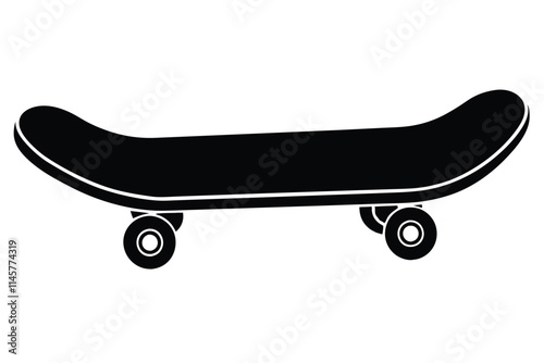 Black and white hand-drawn skateboard icon silhouette isolated on a white background. Skateboard clipart vector silhouette EPS File