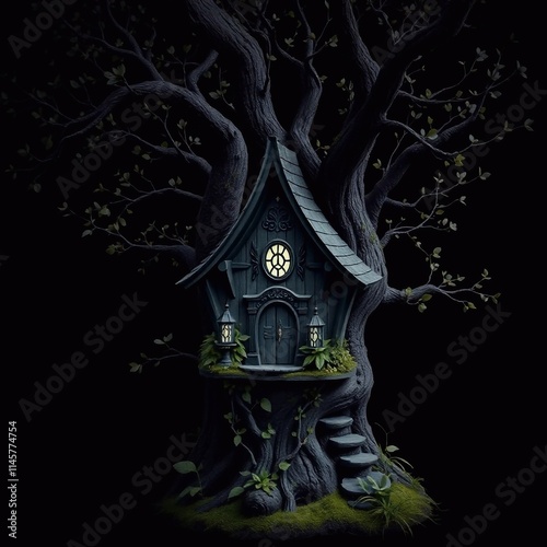 Fairytale house of forest creatures. photo