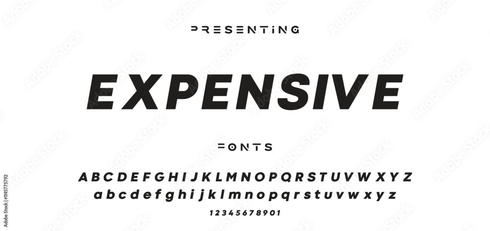 Fototapeta premium Creative geometric modern urban alphabet font. Digital abstract futuristic, fashion, sport, minimal technology typography.