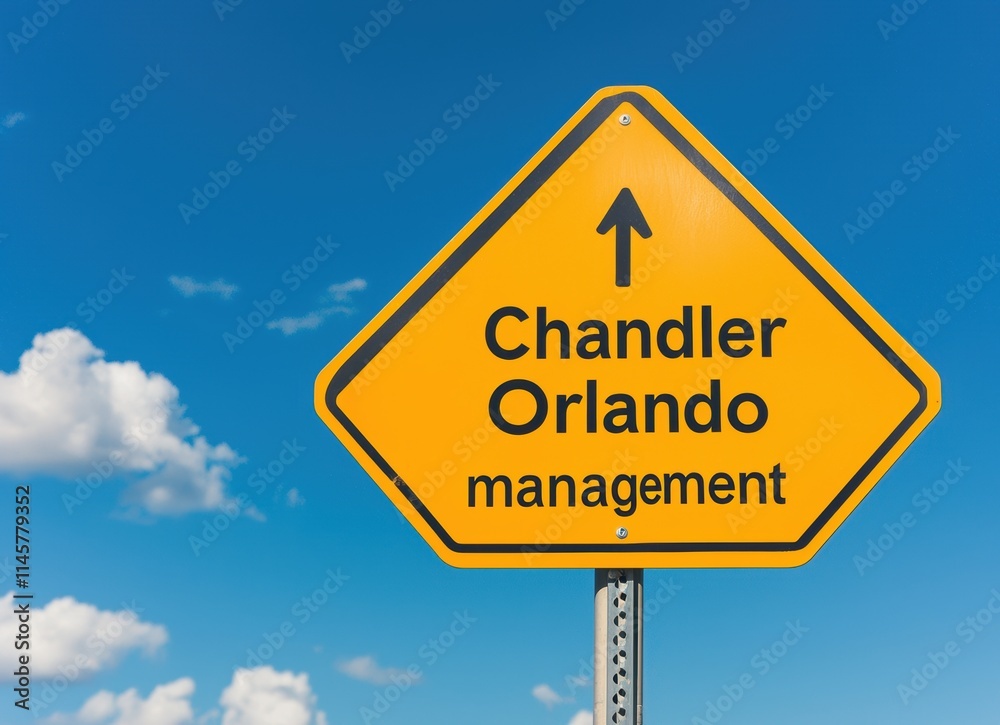 Yellow Traffic Sign Indicating Chandler Orlando Management Direction Yellow Traffic Sign Indicating Chandler Orlando Management Direction