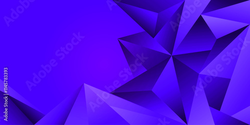 3D Abstract geometric triangle shapes purple background