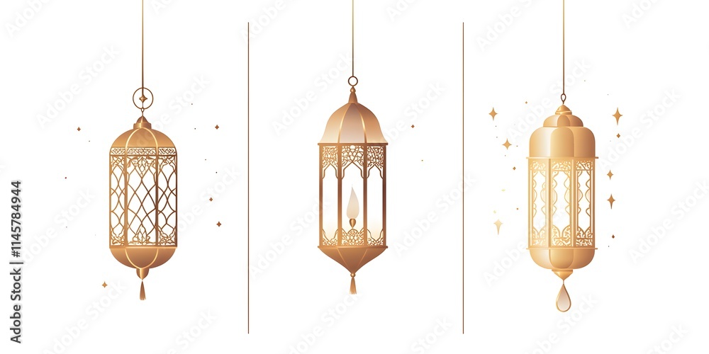 Elegant Golden Lanterns Hanging Decoratively
