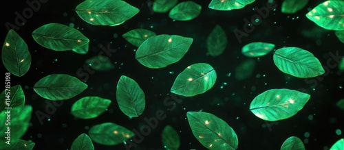 Vibrant green leaf loop background animation with realistic 3D luma matte on a dark backdrop ideal for nature-themed projects and visuals photo