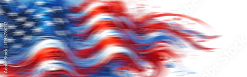 Blurred watercolor illustration of American flag. Concept of American culture, patriotism, Banner. AI generated