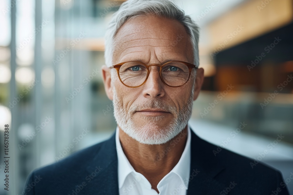 Confident senior businessman posing outdoors in modern city environment during daylight hours Confident senior businessman posing outdoors in modern city environment during daylight hours