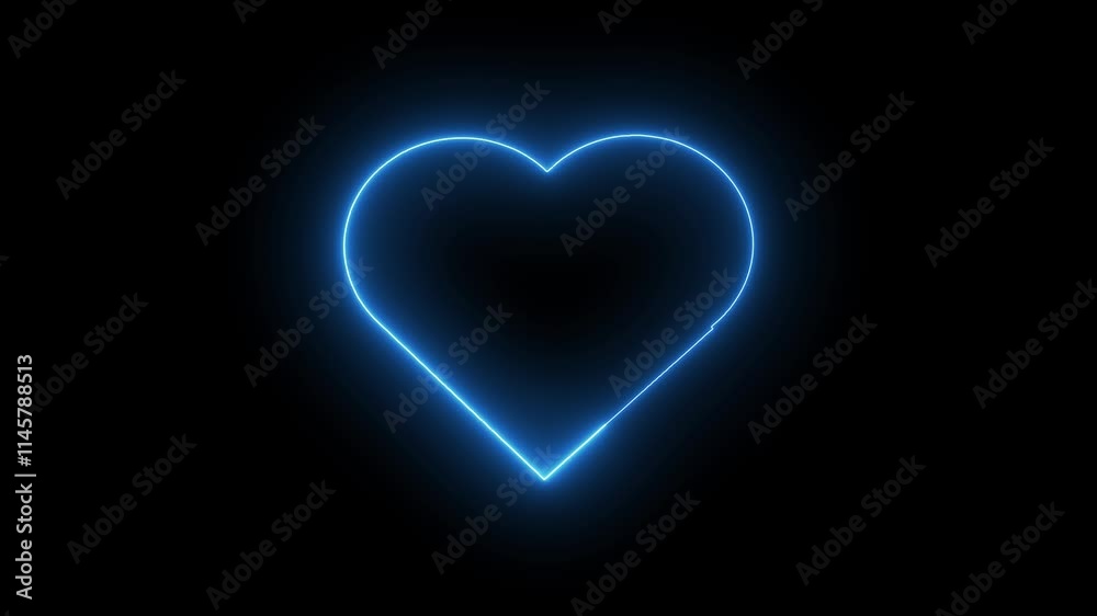 neon red heart beat with love icon animation on a black background.