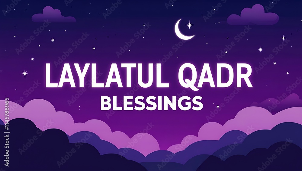 Fototapeta premium Laylatul Qadr Blessings Night Sky Landscape