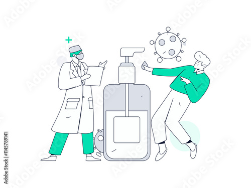 Medical characters fighting the epidemic flat vector concept operation hand drawn illustration
