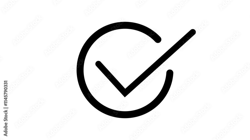 check mark icon with loading bar animation on a white background.