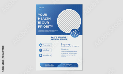 Corporate healthcare and medical flyer or poster design layout