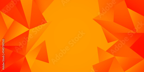 3D Abstract geometric triangle shapes orange background