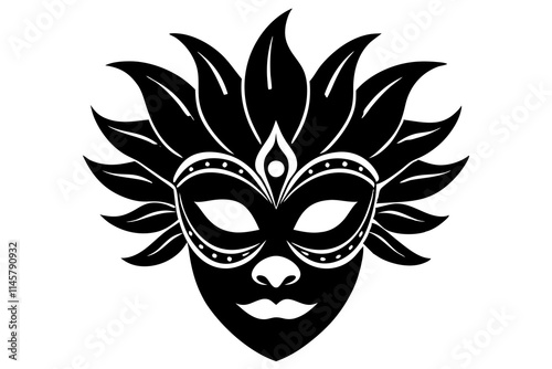 Venetian Carnival Mask Silhouette – Detailed Mask Design for Venice Carnival