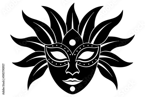 Venetian Carnival Mask Silhouette – Detailed Mask Design for Venice Carnival