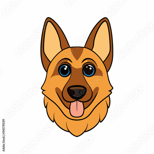 Cute German Shepherd Dog Head vector cartoon illustration