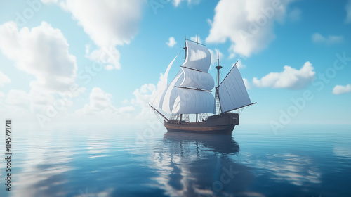 
A beautiful sailing boat in the ocean.