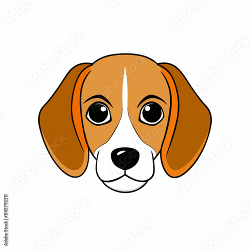 Cute Beagle Dog Head vector cartoon illustration