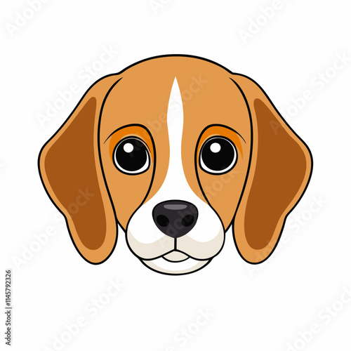 Cute Beagle Dog Head vector cartoon illustration