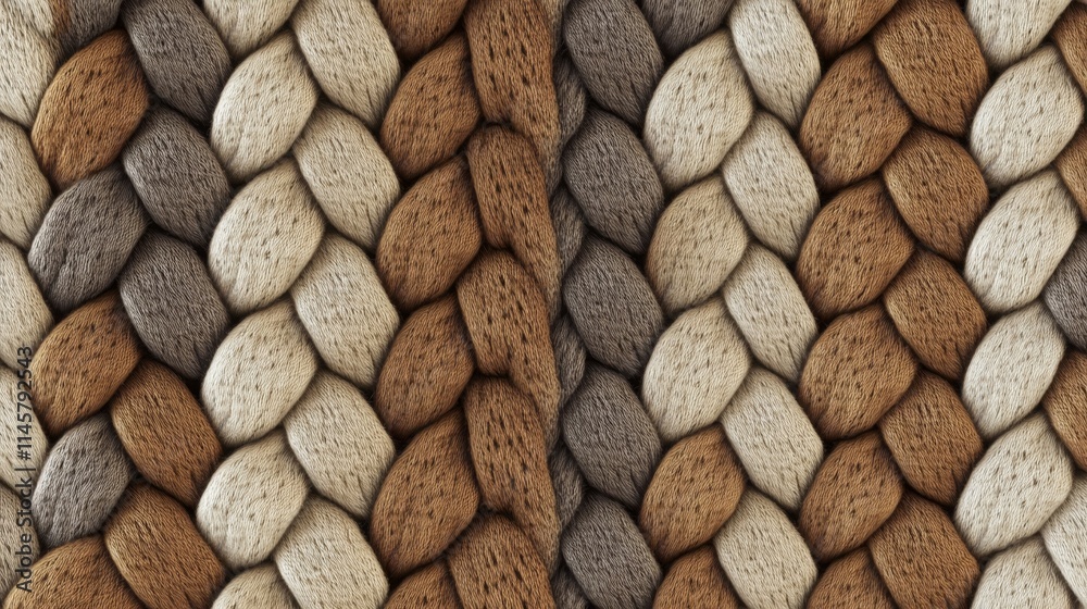 A close-up of a braided texture in various earthy tones. A close-up of a braided texture in various earthy tones.