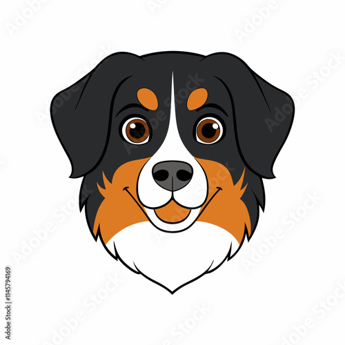 Cute Bernese Mountain Dog Head vector cartoon illustration