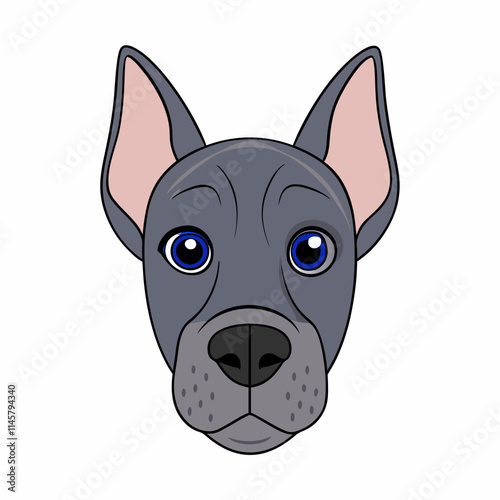 Cute Great Dane Dog Head vector cartoon illustration