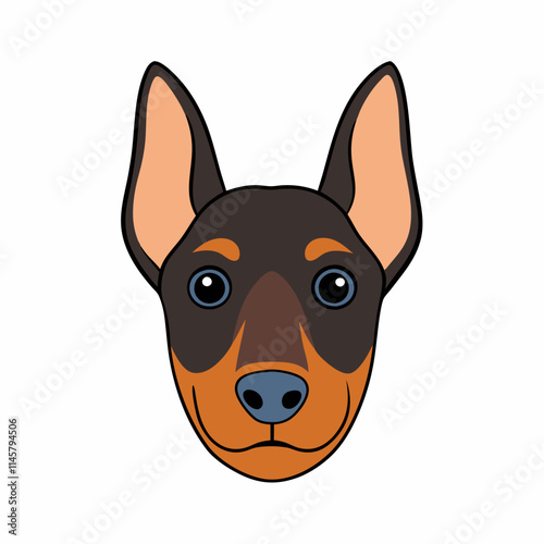 Cute Doberman Dog Head vector cartoon illustration