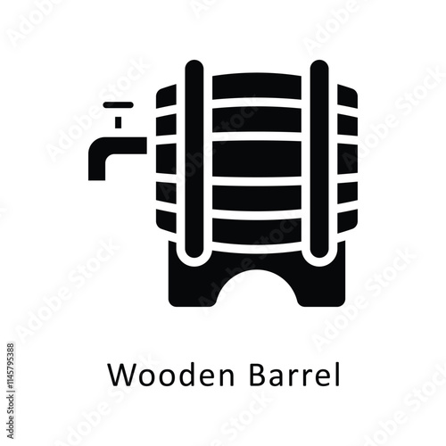 Wooden Barrel Vector Gylph Icon. Eps 10 file 