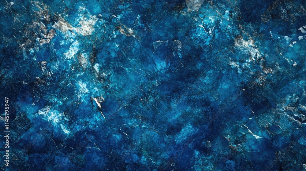 Fototapeta premium Textured abstract background in deep blue hues resembling tranquil water patterns and reflections for artistic and design use