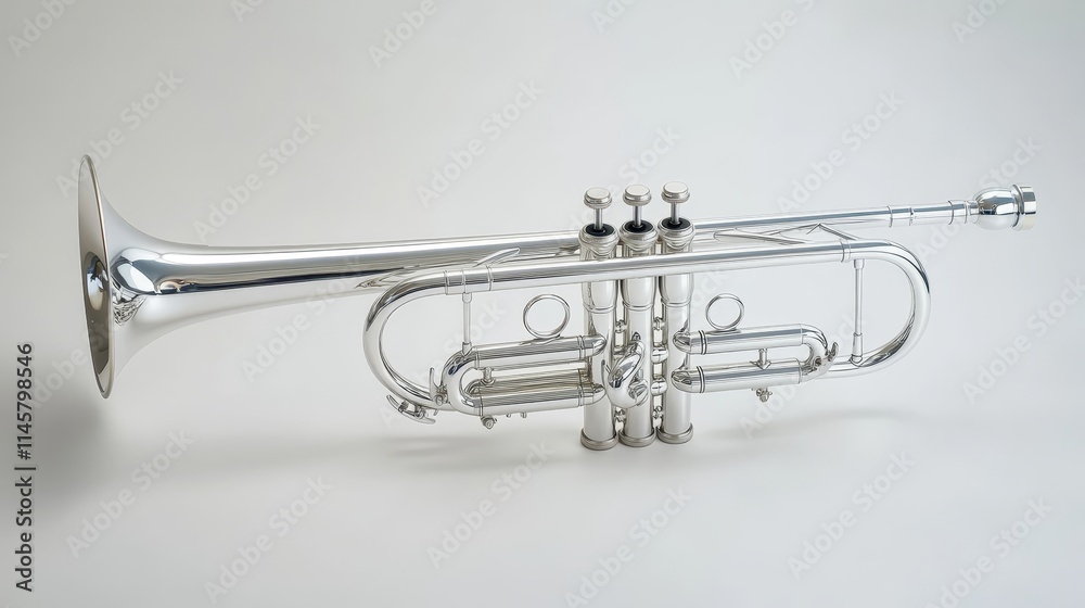 Obraz premium isolated shiny trumpet on white background. Wind musical instrument