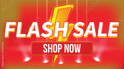 Flash sale Sale banner February shopping day promotion template on red background.Special offer shop now for post social media, website, campaign.Vector illustration.