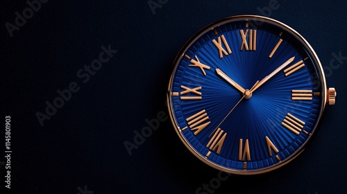 Wallpaper Mural Blue clock with gold Roman numerals on dark background. Torontodigital.ca