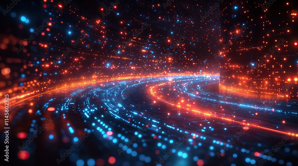The network data, motherboard, CPU, and neon abstract server graphic represent cloud computing, cyber trail information technology, cybersecurity database, and innovation. The network data, motherboard, CPU, and neon abstract server graphic represent cloud computing, cyber trail information technology, cybersecurity database, and innovation.
