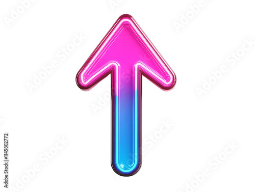 Isolated Neon Pink and Blue Arrow Up