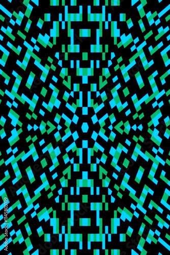 Geometric cyberpunk retro futuristic lo fi 8bit abstract symmetrical background