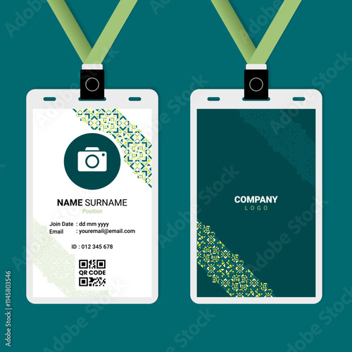 ID Card Design with Oriental Diagonal Ornament