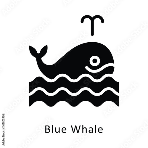 Blue Whale Vector Gylph Icon. Eps 10 file 