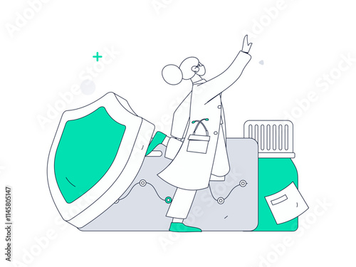 Medical characters fighting the epidemic flat vector concept operation hand drawn illustration
